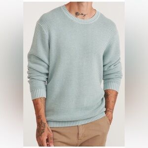 Marine Layer Light Blue Garment Dyed Cotton Ribbed Crew Neck Sweater Size M
